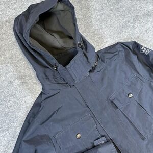 Abercrombie & Fitch Jacket Mens Medium Navy Blue Hooded Parka Coat Fleece Lined